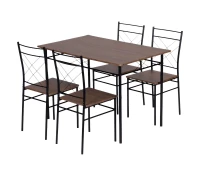 ModernHome Verona jedálenský set, stôl + 4 stoličky, MDF + oceľ, tmavé drevo