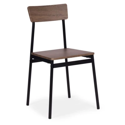 ModernHome Jídelní sestava Malmo stůl + 4 židle, MDF + ocel, tmavé dřevo