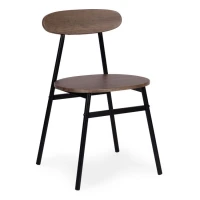 ModernHome Jídelní sestava Oslo stůl + 4 židle, MDF + ocel, tmavé dřevo