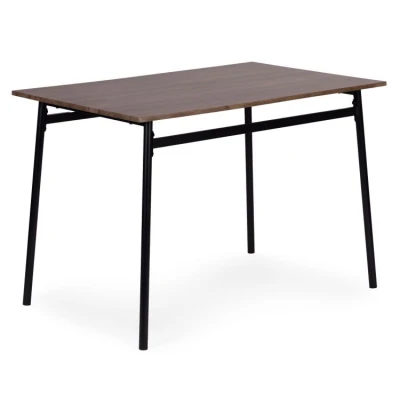 ModernHome Jídelní sestava Oslo stůl + 4 židle, MDF + ocel, tmavé dřevo
