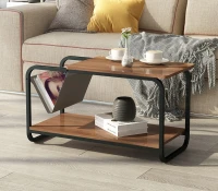 ModernHome YLT-1502 Konferenční stolek 86 cm, 2 úrovně, hnědý