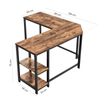 ModernHome LWD72X Rohový psací, počítačový stůl, 138 x 50 cm, hnědý