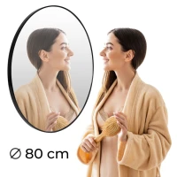 ModernHome Okrúhle nástenné zrkadlo 80 cm, hliníkový rám, čierne