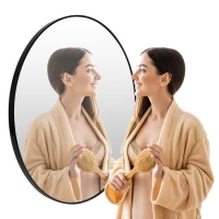 ModernHome Okrúhle nástenné zrkadlo 80 cm, hliníkový rám, čierne