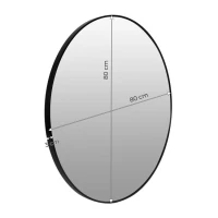 ModernHome Okrúhle nástenné zrkadlo 80 cm, hliníkový rám, čierne