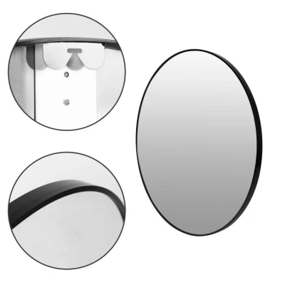 ModernHome Okrúhle nástenné zrkadlo 80 cm, hliníkový rám, čierne