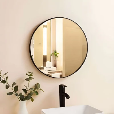 ModernHome Okrúhle nástenné zrkadlo 80 cm, hliníkový rám, čierne