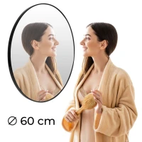 ModernHome Okrúhle nástenné zrkadlo 60 cm, hliníkový rám, čierne