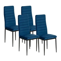 ModernHome LR-1494 Sada 4 ks jídelních židlí VELVET, modrá
