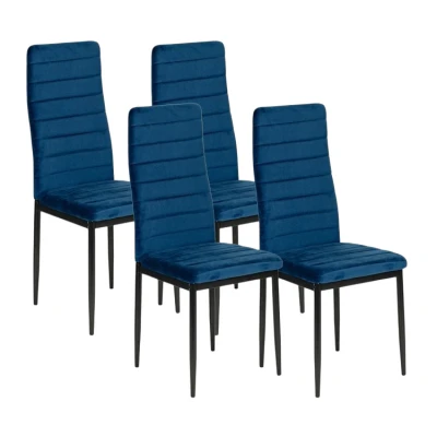 ModernHome LR-1494 Sada 4 ks jídelních židlí VELVET, modrá