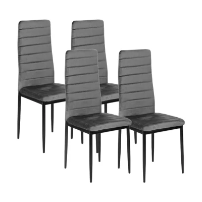 ModernHome LR-1494 Sada 4 ks jídelních židlí VELVET, šedá