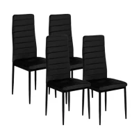 ModernHome LR-1494 Sada 4 ks jídelních židlí VELVET, černá
