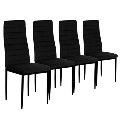 ModernHome LR-1494 Sada 4 ks jídelních židlí VELVET, černá
