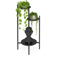 ModernHome ME-ATS22 Stojan na květiny 80 cm, 3 police, černý