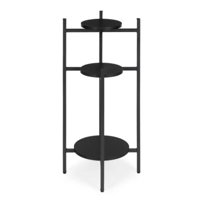 ModernHome ME-ATS22 Stojan na květiny 80 cm, 3 police, černý