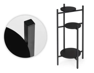ModernHome ME-ATS22 Stojan na květiny 80 cm, 3 police, černý