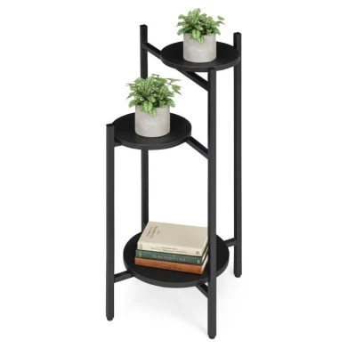 ModernHome ME-ATS22 Stojan na květiny 80 cm, 3 police, černý