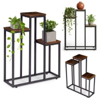 ModernHome ME-ATS16 Stojan na květiny 67 cm, 3 police, tmavé dřevo