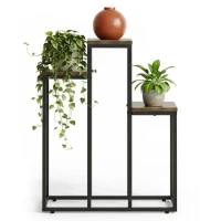 ModernHome ME-ATS16 Stojan na květiny 67 cm, 3 police, tmavé dřevo