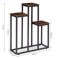 ModernHome ME-ATS16 Stojan na květiny 67 cm, 3 police, tmavé dřevo