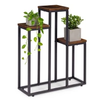 ModernHome ME-ATS16 Stojan na květiny 67 cm, 3 police, tmavé dřevo