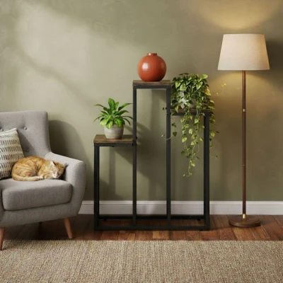ModernHome ME-ATS16 Stojan na květiny 67 cm, 3 police, tmavé dřevo