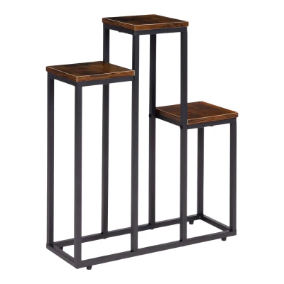 ModernHome ME-ATS16 Stojan na květiny 67 cm, 3 police, tmavé dřevo