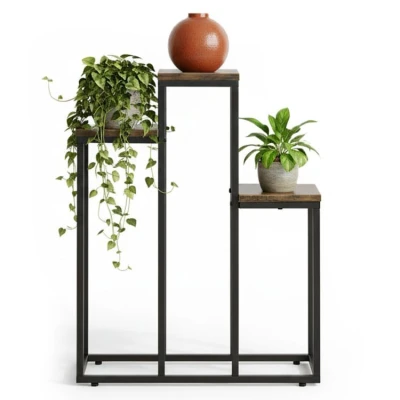 ModernHome ME-ATS16 Stojan na květiny 67 cm, 3 police, tmavé dřevo