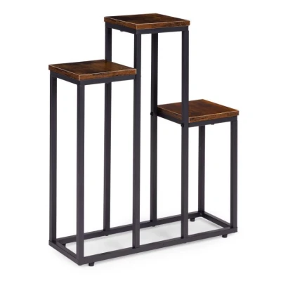 ModernHome ME-ATS16 Stojan na květiny 67 cm, 3 police, tmavé dřevo