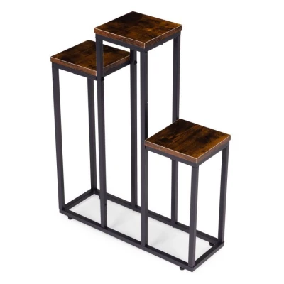 ModernHome ME-ATS16 Stojan na květiny 67 cm, 3 police, tmavé dřevo