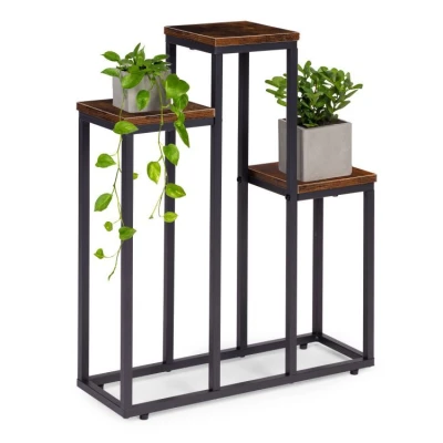 ModernHome ME-ATS16 Stojan na květiny 67 cm, 3 police, tmavé dřevo