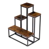 ModernHome ME-ATS19 Stojan na květiny 67 cm, 4 police, tmavé dřevo