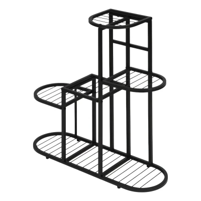 ModernHome ME-ATS24 Stojan na kvety 79 cm, 5 políc, kov, čierny