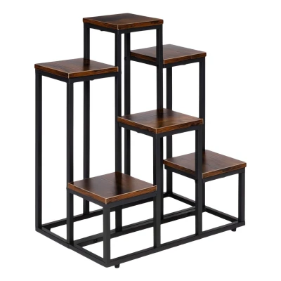 ModernHome ME-ATS20 Stojan na kvety 67 cm, 6 políc, tmavé drevo