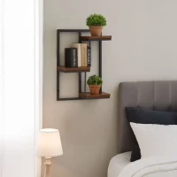 ModernHome ME-ATS05 Nástěnná police se 3 úrovněmi, tmavé dřevo