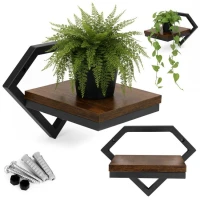 ModernHome ME-ATS01 Nástěnná police na květiny 19 x 19 x 25 cm, tmavé dřevo