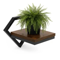 ModernHome ME-ATS01 Nástěnná police na květiny 19 x 19 x 25 cm, tmavé dřevo