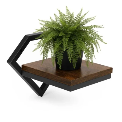 ModernHome ME-ATS01 Nástěnná police na květiny 19 x 19 x 25 cm, tmavé dřevo