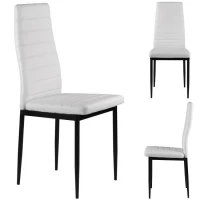 ModernHome KE01 Sada 4 jedálenských stoličiek, ekologická koža, ergonomické operadlo, biela farba