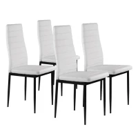 ModernHome KE01 Sada 4 jedálenských stoličiek, ekologická koža, ergonomické operadlo, biela farba