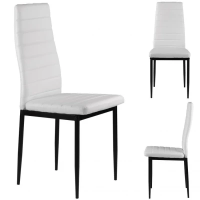 ModernHome KE01 Sada 4 jedálenských stoličiek, ekologická koža, ergonomické operadlo, biela farba
