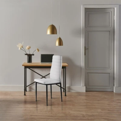 ModernHome KE01 Sada 4 jedálenských stoličiek, ekologická koža, ergonomické operadlo, biela farba