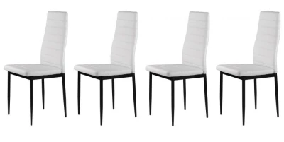 ModernHome KE01 Sada 4 jedálenských stoličiek, ekologická koža, ergonomické operadlo, biela farba