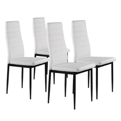 ModernHome KE01 Sada 4 jedálenských stoličiek, ekologická koža, ergonomické operadlo, biela farba