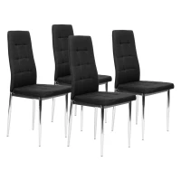 ModernHome KW01 Sada 4 jídelních židlí, chromové nohy, černá