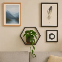 ModernHome ME-ATS02 Nástěnná police na květiny 19 x 30 x 35 cm, tmavé dřevo