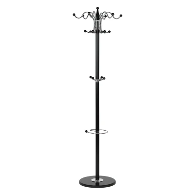 ModernHome VKY-6301 Stojanový věšák na oblečení, 16 háčků, 172 cm, černý