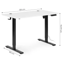 ModernHome JNI-D45A-1-1 Elektricky výškově nastavitelný psací stůl 120 x 60 cm, bílý