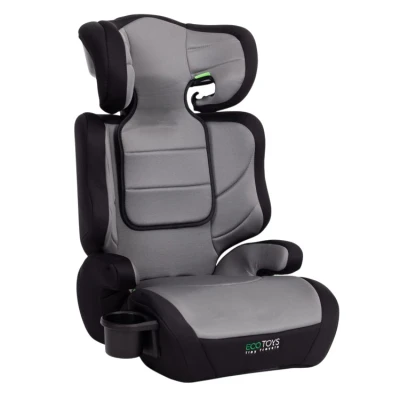 EcoToys F032 Autosedačka s podsedákem 2 v 1, i-Size pro děti 125 - 150 cm, držák na nápoje, černošedá