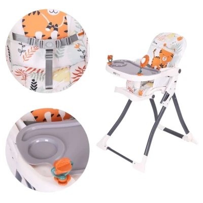 EcoToys HC301-2402 Skládací dětská jídelní židlička s hračkami Tygřík